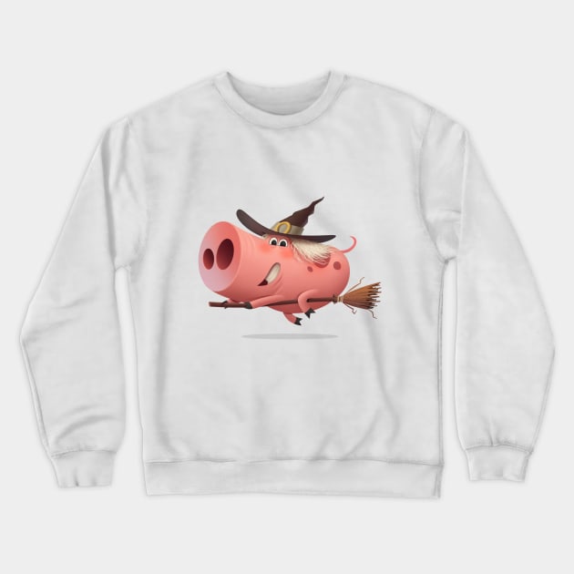 Pig witch Crewneck Sweatshirt by Baydaku